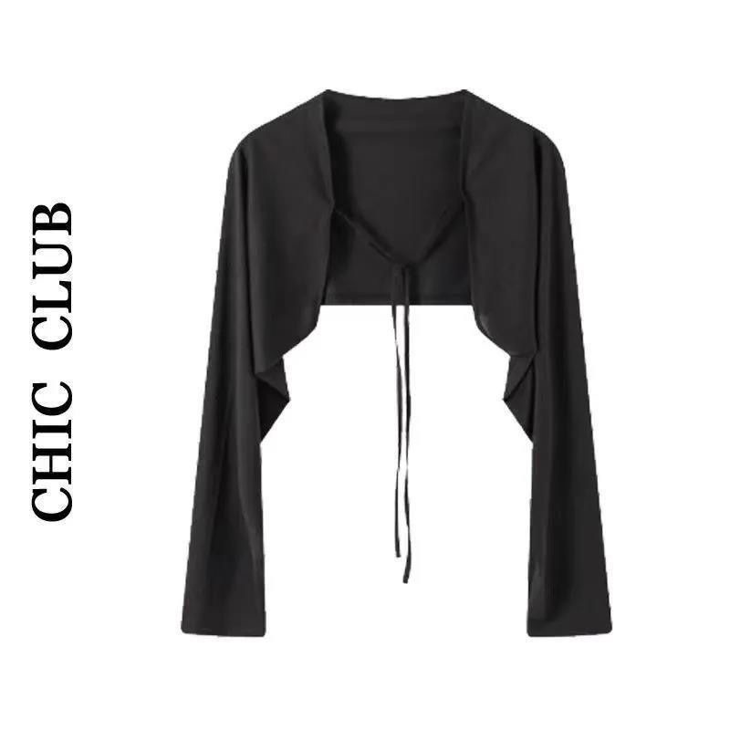 Hàng Có Sẵn Áo Khoác Cardigan Ngắn Vải Lụa Lạnh Mỏng Dáng Rộng Buộc Dây Chống Nắng Mùa Hè Phong Cách Hàn Quốc Cho Nữ