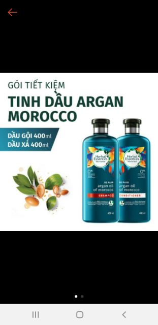 Combo Gội Xả Herbal Essences Tinh Dầu Argan Morocco 400ml/ chai