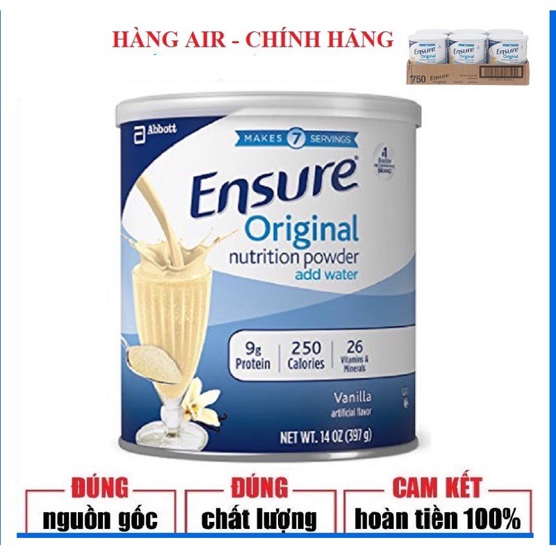 Sữa Ensure Mỹ Original Nutrition Powder 397g mẫu mới Vanilla date 2022