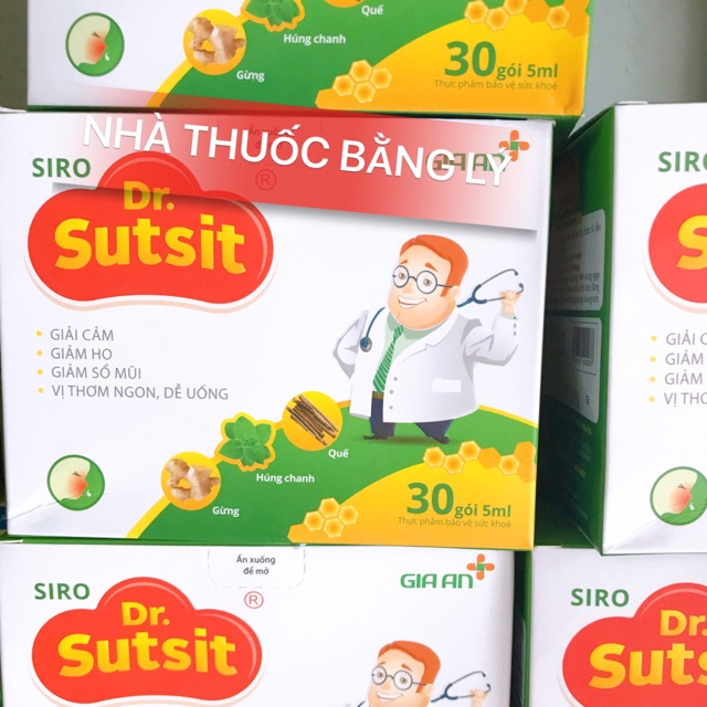 Siro Dr.Sutsit giảm ho, sổ mũi, cảm. Thơm ngon dễ uống. (Hộp 30 gói x 5ml)