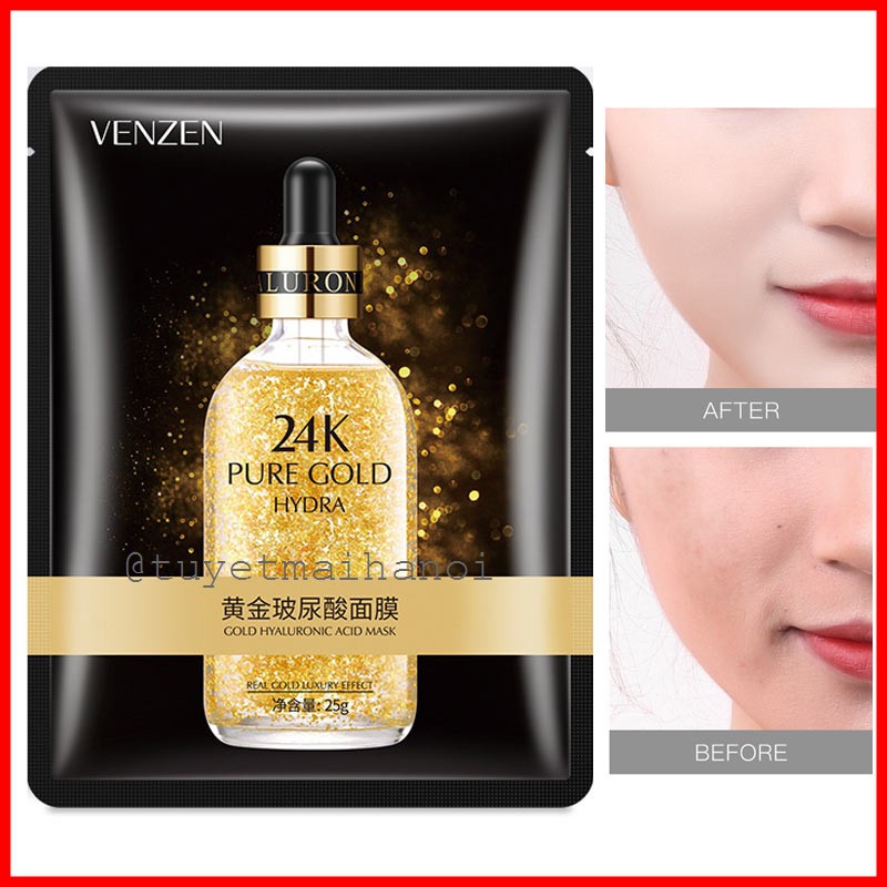 Mặt Nạ Tinh Chất Vàng 24K Pure Gold Venzen kiềm dầu, dưỡng ẩm, chống lão hóa da