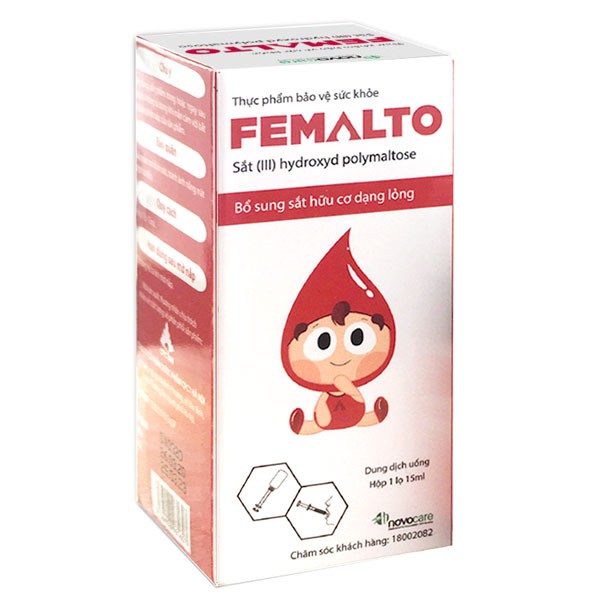 Sắt nước Femalto - Bổ sung sắt cho người có nguy cơ thiếu sắt, trẻ em, phụ nữ đang mang thai(Lọ 15ml)