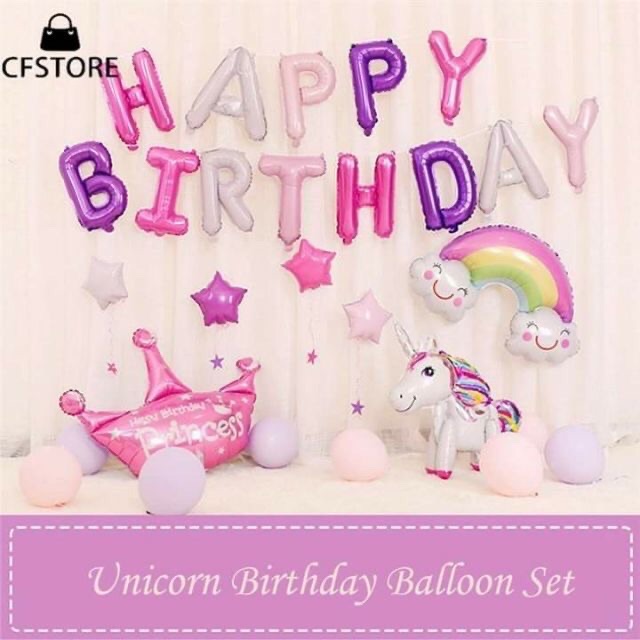 Set bóng sinh nhật unicorn, ngựa pony, ngựa 1 sừng, kì lân