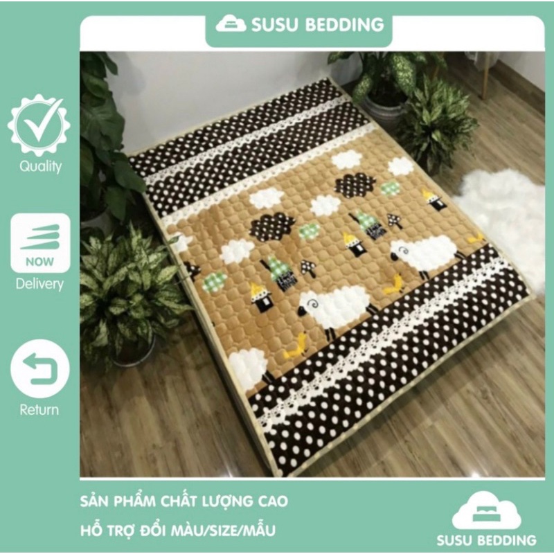 Thảm nỉ nhung đa năng, thảm lông cừu 3 lớp trải giường cực ấm cho mùa đông, HÀNG LOẠI 1 BÔNG TẤM