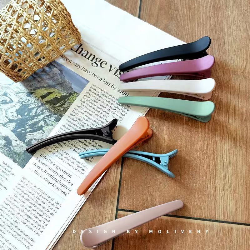 Set 10 Kẹp Tóc Mỏ Vịt Bằng Acrylic Màu Đục Cho Nữ