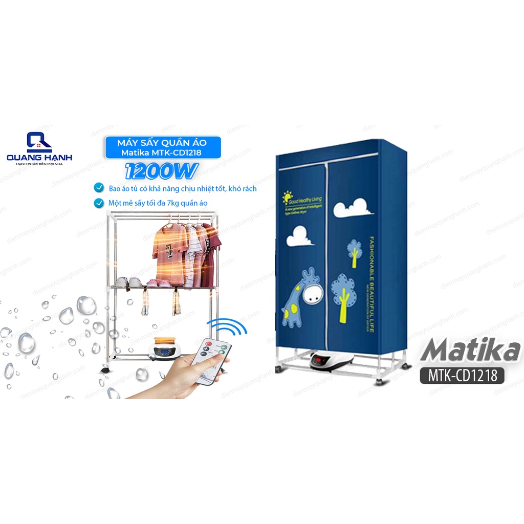 Tủ sấy quần áo Matika MTK-CD1218 có điều khiển
