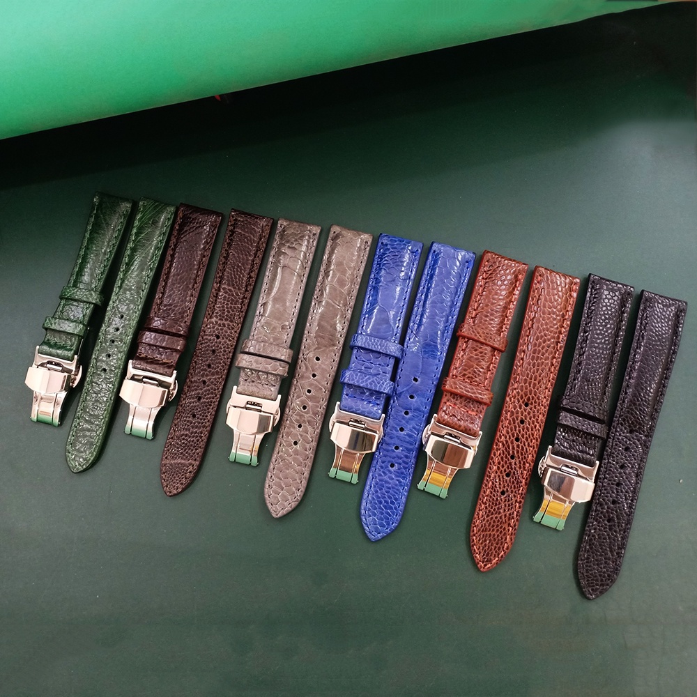 Dây đồng hồ da đà điểu KHÓA BƯỚM BẢO HÀNH 6 THÁNG đủ size 14/16/18/20/22mm