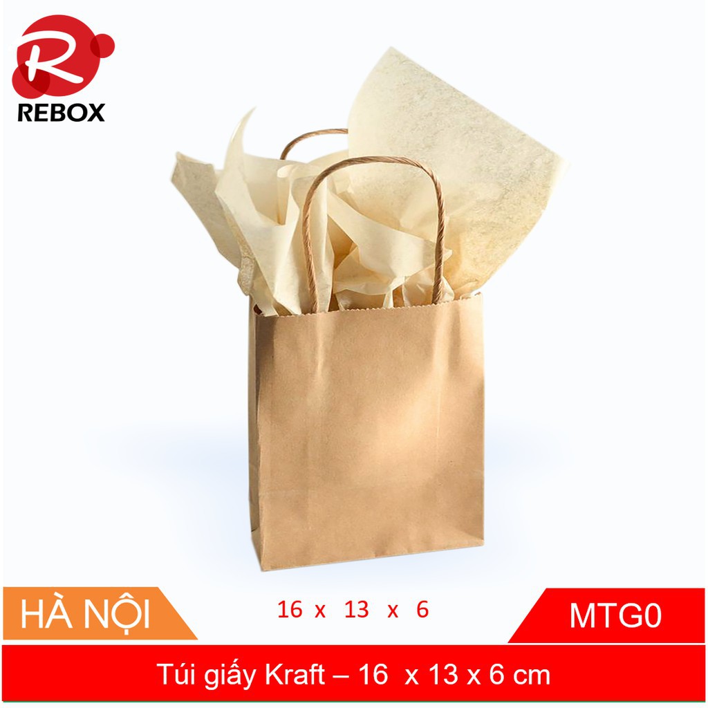 16x13x6 túi Kraft - Combo 50 túi giấy kraft có quai tiện dụng giá ưu đãi