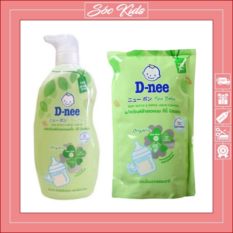 Nước Rửa Bình Sữa Dnee Thái Lan Vệ Sinh Dụng Cụ An Toàn Cho Bé - TÚI 600ml | CHAI 620ml | SIÊU TIẾT KIỆM | SÓC KIDS