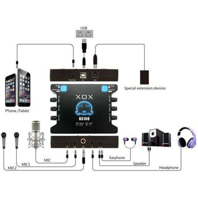 [Mã 159ELSALE hoàn 7% đơn 300K] sound card XOX K10, TẶNG KÈM CÁP KẾT NỐI ÂM THANH BH 6 tháng đổi mới