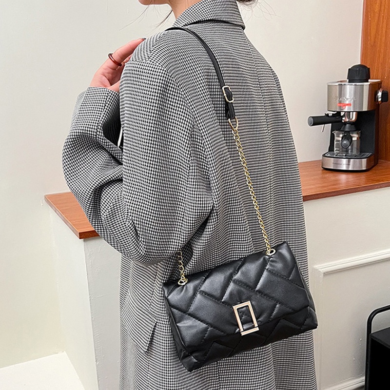 Túi đeo chéo IELGY da mềm màu trơn khóa hình thoi cho nữ