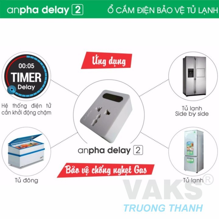Bộ 2 ổ cắm bảo vệ tủ lạnh Anpha Delay 2
