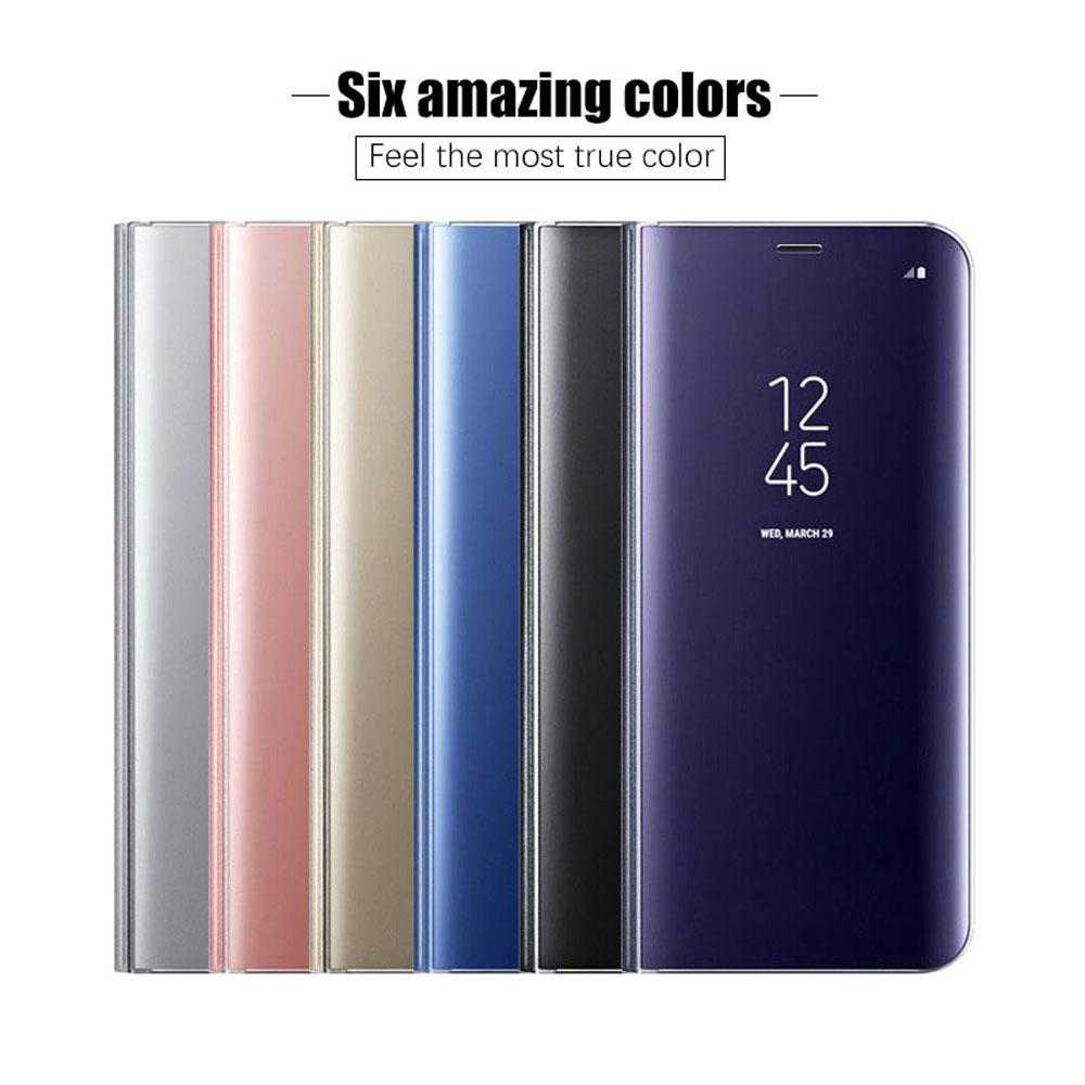 Bao da điện thoại nắp lật mặt gương chống rơi cho Samsung S6 S7 Edge S8 S9 S10 Plus S6Edge S7Edge S8Plus S9Plus S10Plus