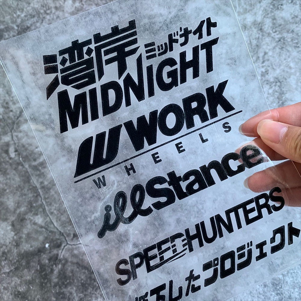 1 cái JDM Phản chiếu Hình dán ô tô Tia laze NỬA ĐÊM Kính chắn gió đề can Cửa xe Trang trí Hình dán