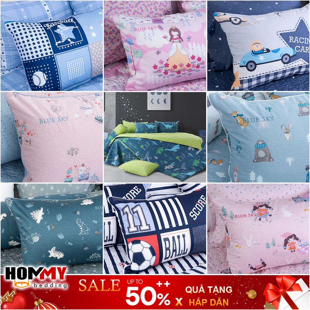 [Nhiều Mẫu] Vỏ Gối và Ruột Gối kích cỡ trẻ em Hanvico Blue Sky vải cotton cao cấp (bán lẻ gối đầu / gối ôm / ruột gối)