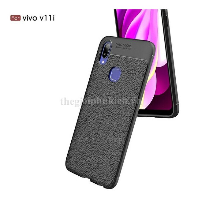 Ốp lưng Vivo V11i silicon giả da, chống sốc Auto Focus