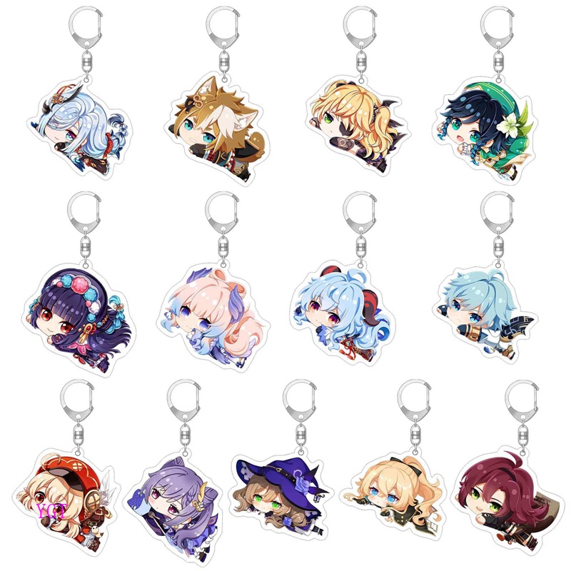 Ygt Genshin Va Chạm zhongli Raiden Shogun Genshin Va Chạm Xiao Hutao Ganyu Móc Khóa Acrylic Dễ Thương