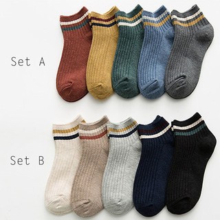 [ SET 5 TẤT ] - Vớ thấp cổ trơn unisex MM9
