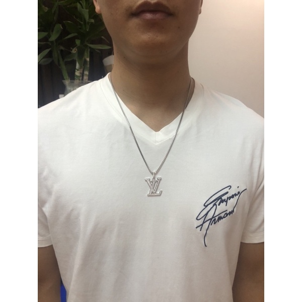 Bộ dây chuyền hộp bạc 925 mặt LV xi kim