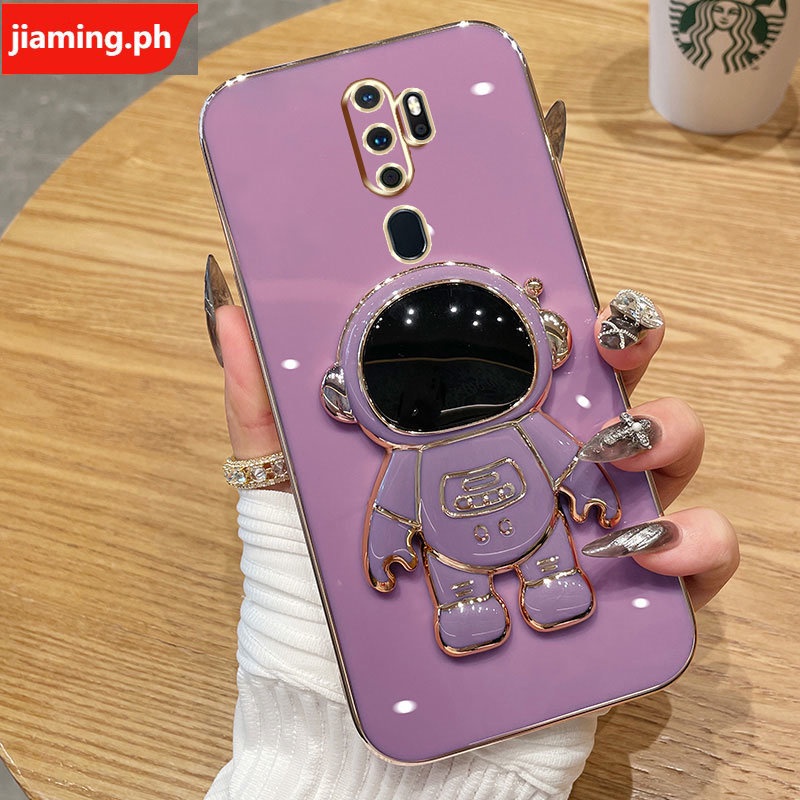 Ốp Điện Thoại Mềm Mạ Điện Hình Phi Hành Gia 3D Có Giá Đỡ Cho OPPO A9 2020 A5 2020