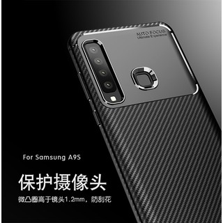 Ốp lưng silicon thiết kế áo giáp sợi carbon sang trọng cho Samsung Galaxy A9 2018