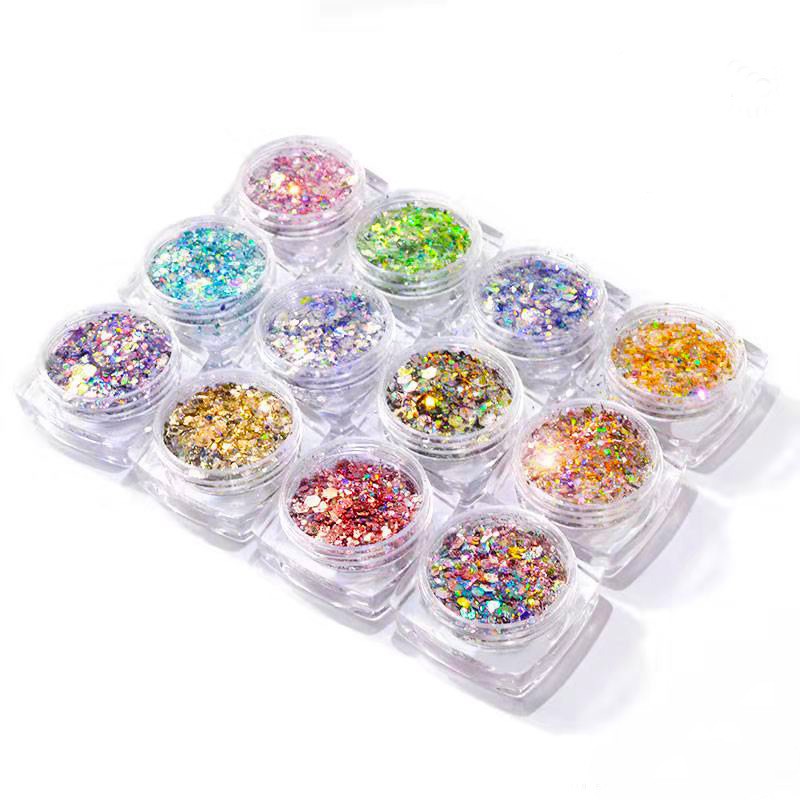 Hộp 12 màu Sequins Glitter đổi màu làm trang sức Handmade