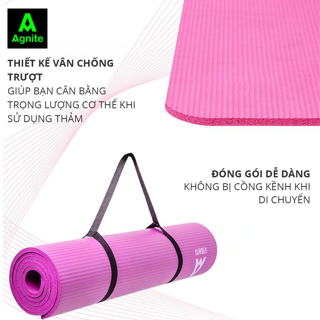 Thảm tập gym, yoga chống trượt, thể dục tại nhà Agnite 8mm - EL108