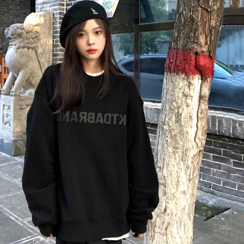 【ZHELIHANGFEI】Áo Thun Tay Dài Form Rộng Họa Tiết In Dễ Phối Đồ