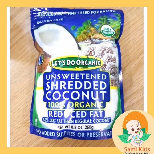 Vụn dừa hữu cơ Mỹ Let’s Do Organic, dừa vụn sấy ít béo thơm ngon cho bé ăn dặm SAMI KIDS