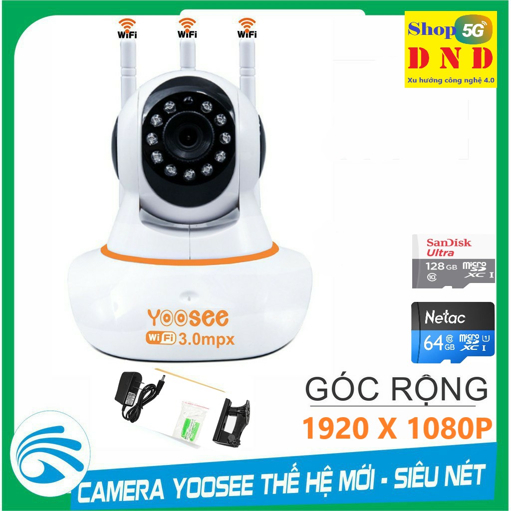 Camera yoosee 3.0Mpx 3 râu, FullHD+ xoay 360 độ rõ nét trong nhà, ống kính góc rộng, thiết kế cứng cáp, ổn định