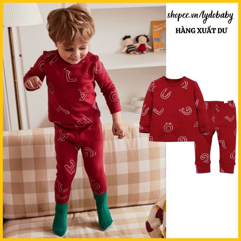 Bộ đồ quần áo dài tay cotton dày dặn mùa thu đông cho bé trai và bé gái xuất hàn quốc dư size 1 tuổi - 3 tuổi Lydobaby