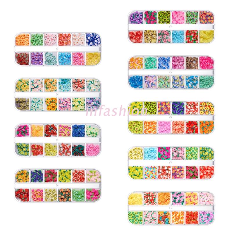 Miếng Đất Sét Mềm Đính Kim Sa Hình Trái Cây Dùng Trang Trí Móng Tay