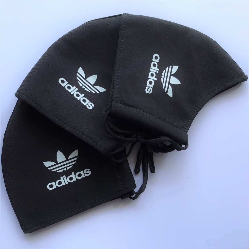 KHẨU TRANG VẢI [ MUA 3 TẶNG 1 ] - Adidas màu đen, logo trắng - Có nút tăng giảm dây đeo.