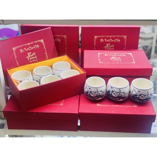 Cốc uống nước men rạn vẽ sen chính hãng bát tràng 250ml