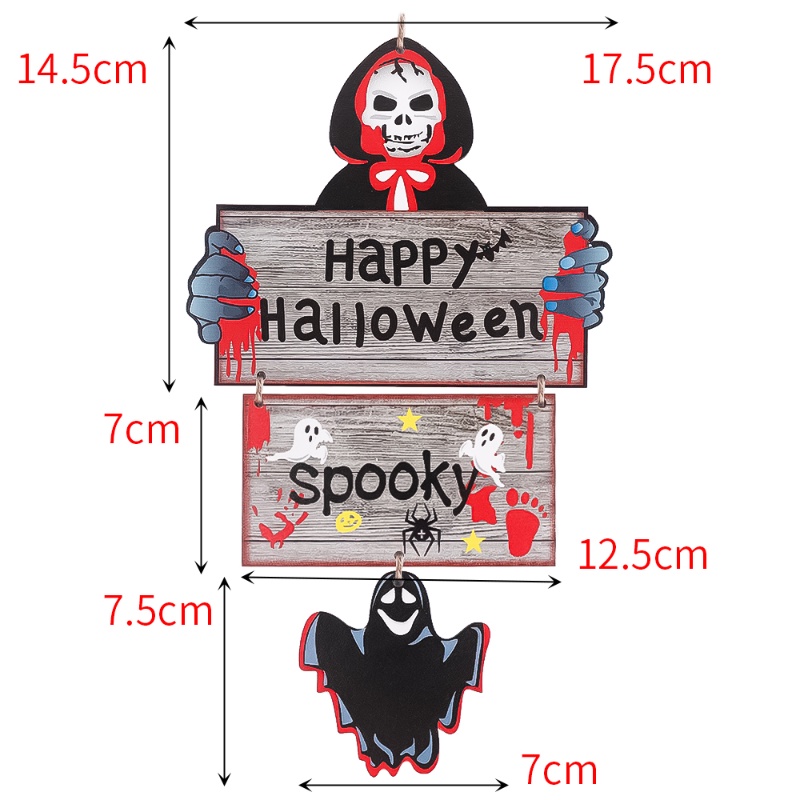 Happy Halloween Bí Ngô Grim Reaper Creepy Treo Cửa Trang Trí Mùa Thu Bằng Gỗ Creepy