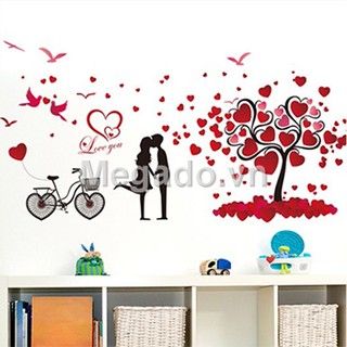 Decal cây trái tim tình yêu A863