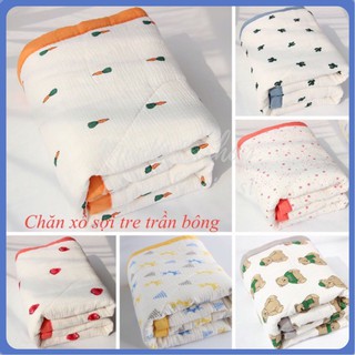 Chăn Xô Trần Bông Bo Viền Đắp Thu Đông Cho Bé Loại Dày Nhiều Họa Tiết