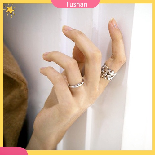 Set 3 nhẫn đeo tay kim loại đính đá xinh xắn cho nữ