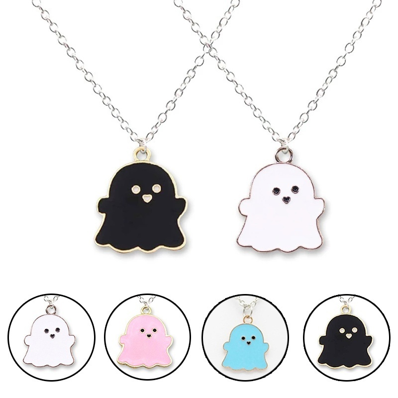 Vòng Cổ Choker Thiết Kế Hình Ma Màu Trắng/Đen/Xanh Dương Sáng Tạo Dễ Thương Thời Trang Dịp Halloween