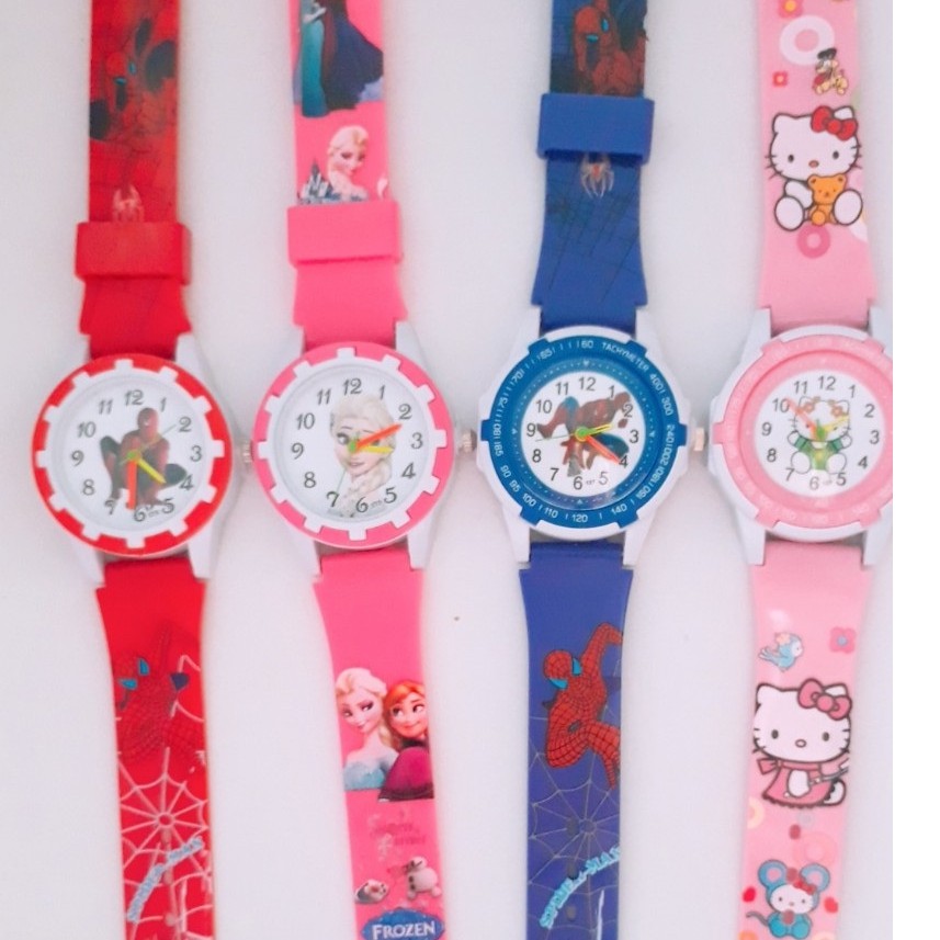 Đồng Hồ Cho Bé Họa Tiết Hoạt Hình Dây Nhựa Dẽo Mềm