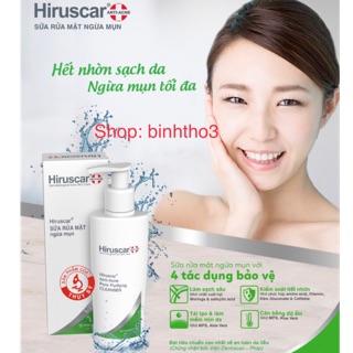 HIRUSCAR CLEANSER Sữa rửa mặt ngừa mụn, sạch nhờn, không khô da