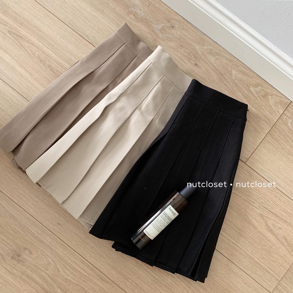 [SẴN/ẢNH THẬT] Chân váy xếp ly màu nâu tây hotrend- Chân váy tennis mặc mùa thu dày dặn