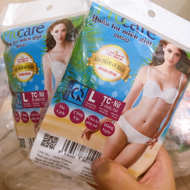 Quần lót giấy cotton procare sz M- L-XL-XXL( gói 5c) dành cho nữ giới