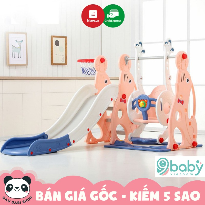 FREESHIP !!! Cầu trượt xích đu Hải cẩu 9BABY màu hồng