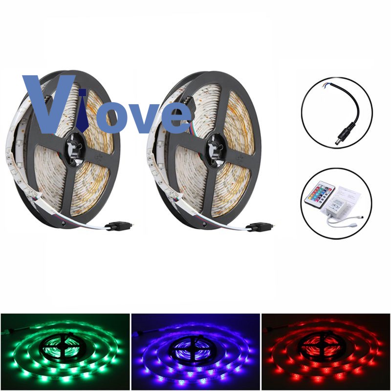 Bộ dây đèn LED RGB 10m 600 LED 2X 5m + điều khiển từ xa 44 phím