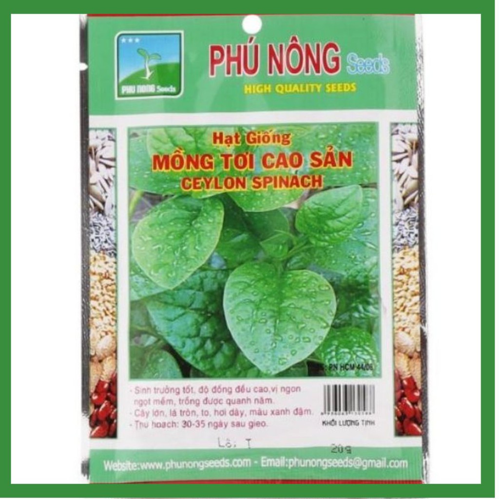 Hạt Giống Mồng Tơi Cao Sản Phú Nông (20 Gr)