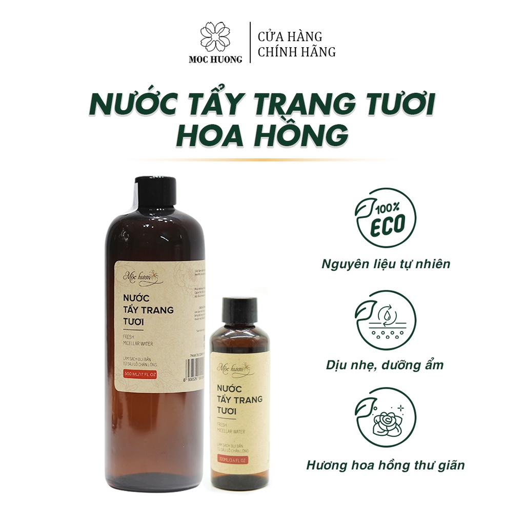 Nước Tẩy Trang Tươi Hoa Hồng MỘC HƯƠNG Chiết Xuất Từ Hoa Hồng Làm Sạch Sâu, Phù Hợp Với Da Nhạy Cảm