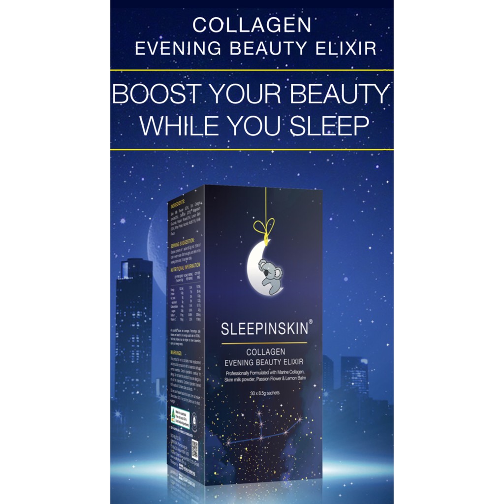 Collagen Uống Tác Động Kép Sleepinskin -Đẹp Da Và Ngủ Ngon-Hàng Chính Hãng Của Úc