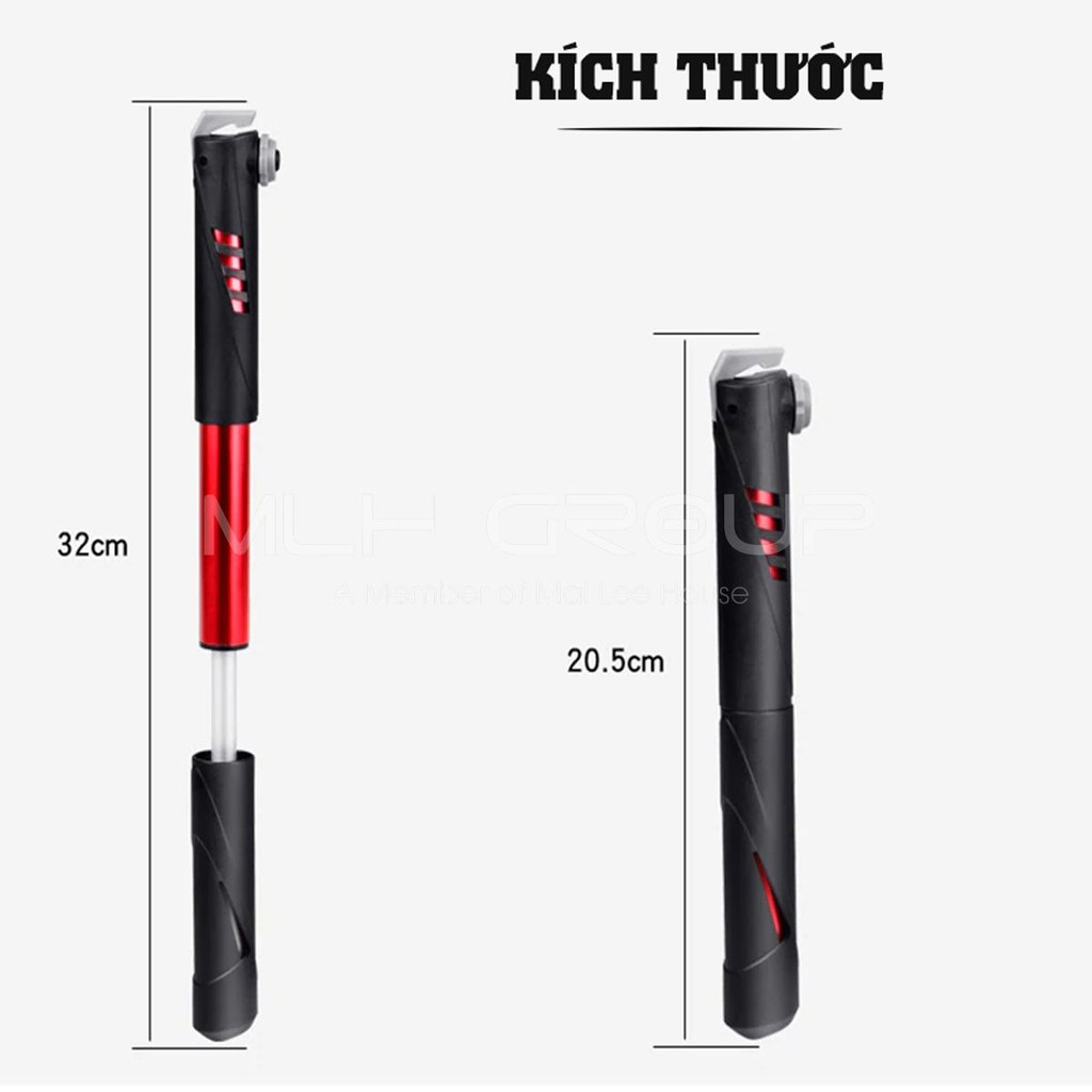 Bơm Xe Đạp Mini Treo Xe Gắn Khung Sườn Xe  Sử Dụng Khẩn Cấp 120Psi 8 Bar Siêu Nhẹ MLH