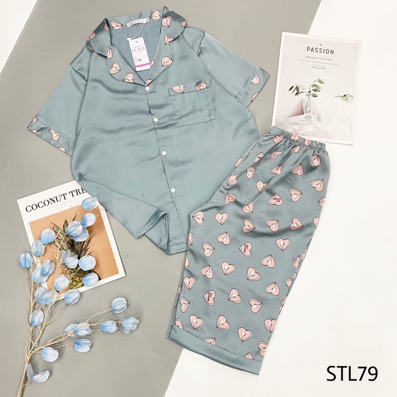 Đồ Ngủ Pijama Lụa Satin Tay Ngắn Quần Lửng Siêu Xinh, Mềm Mịn, Độc Lạ Khó Tìm, Sanh Chảnh Hàn Quốc | BigBuy360 - bigbuy360.vn